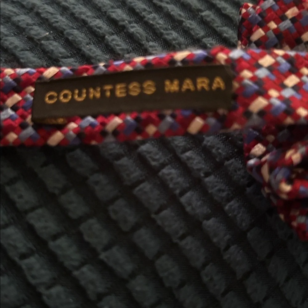 Countess Mara Colorful All Silk Bow Tie Burgundy & Blue Adjustable Holiday